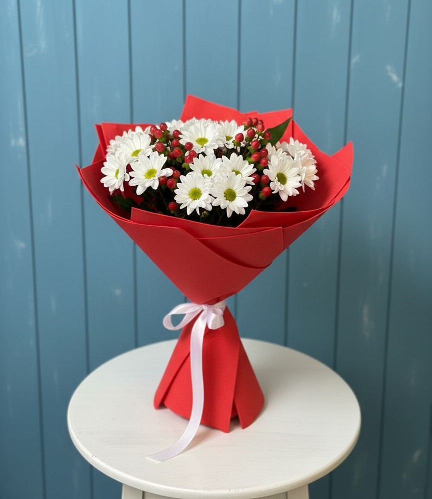 Букет ягоды на снегу в Новороссийске Букет цветов из: Хризантемы в Новороссийске