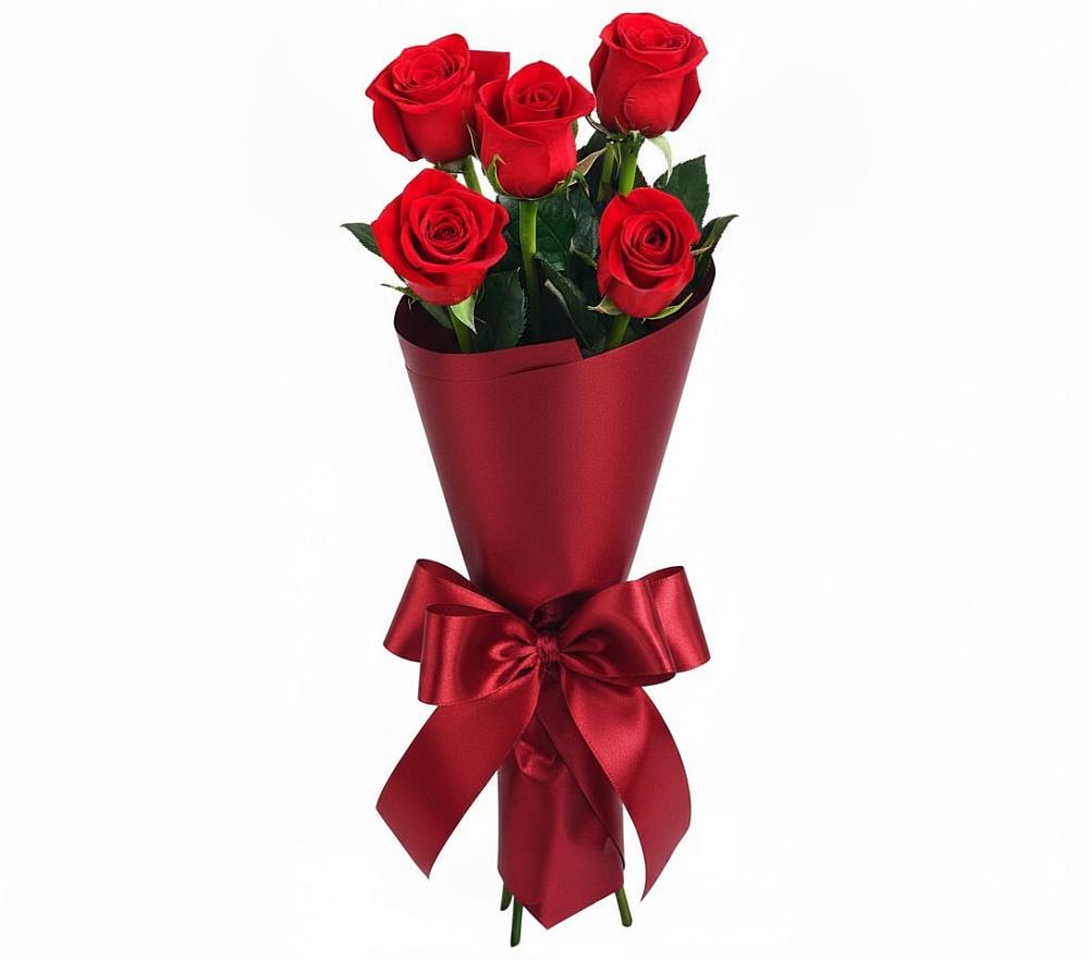 5 Красных роз Эдлесс Лав в Новороссийске Букет 5 Красных роз Эдлесс Лав в Новороссийске