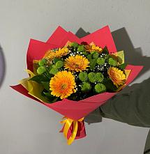 Букет восход солнца в Новороссийске Букет цветов из:  Герберы и Хризантемы в Новороссийске