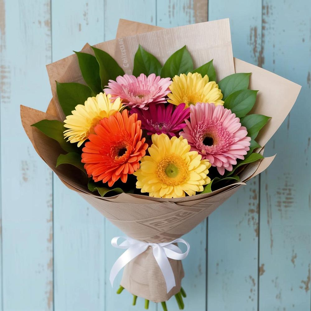 Букет яркий день в Новороссийске Букет цветов из: Герберы в Новороссийске