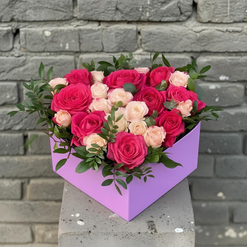 Композиция моя любовь в Новороссийске Цветочная композиция из Розы в коробке в Новороссийске