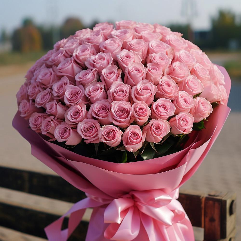 101 Розовая роза Хэвэн в Новороссийске Букет 101 Розовая роза Хэвэн в Новороссийске