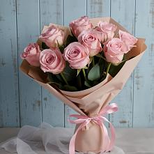 9 розовых роз в Новороссийске Букет цветов из:  Розы в Новороссийске